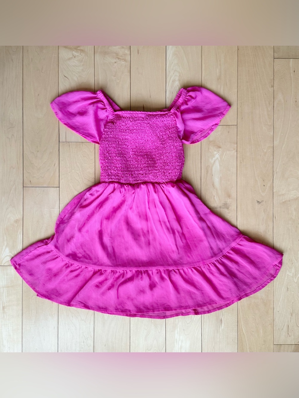 Cat & Jack Pink Smocked Flutter Sleeve Dress Size 8